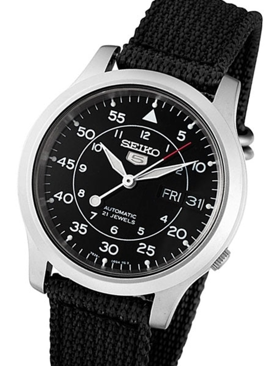 Seiko 5 sport automatic black canvas men's on sale watch