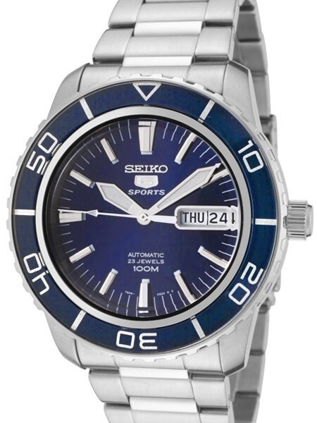 Seiko 41mm Sports 5, 23-Jewel Automatic Watch with Day and Date Window # SNZH53K1