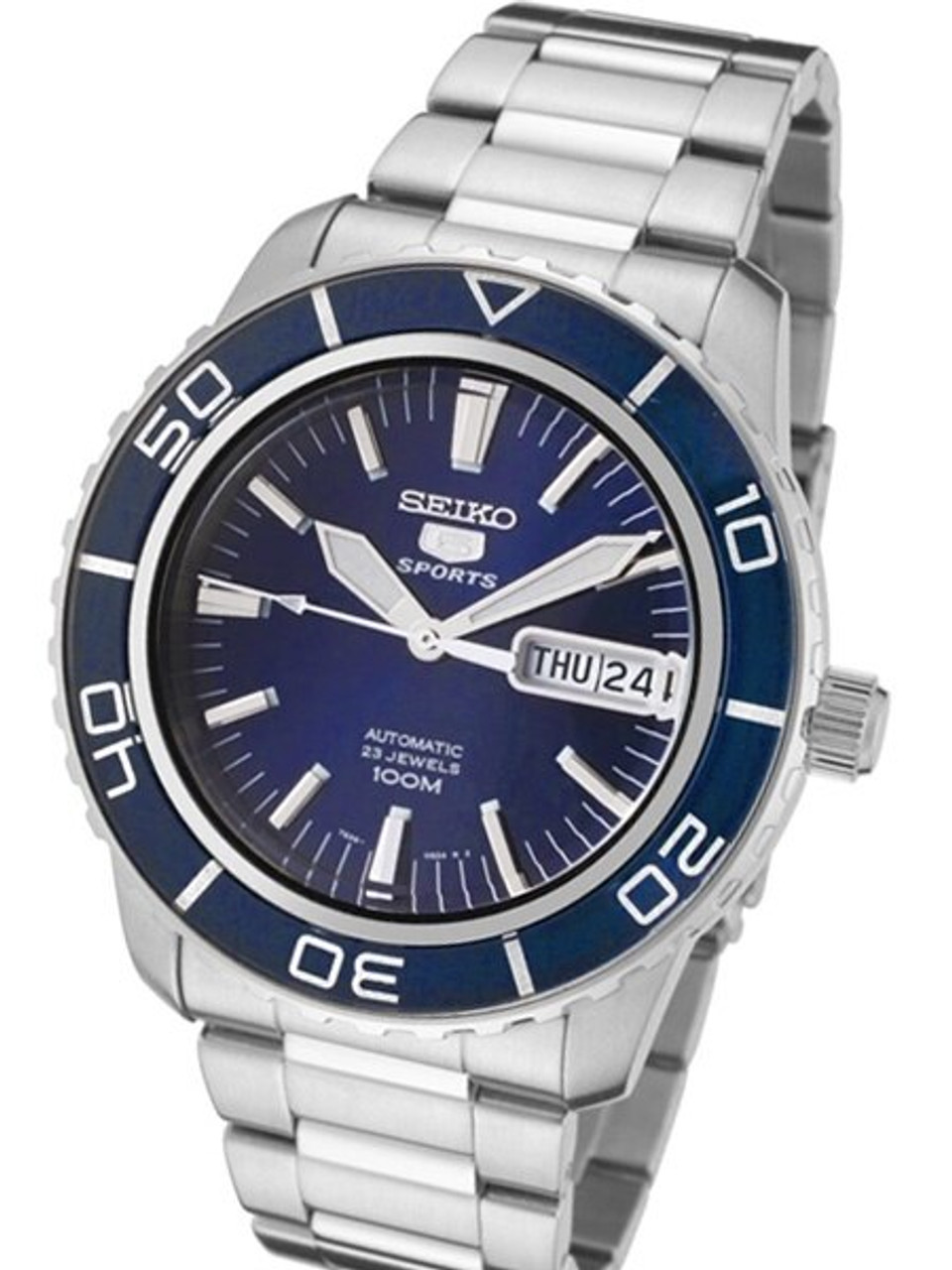 Seiko 41mm Sports 5, 23-Jewel Automatic Watch with Day and Date Window # SNZH53K1