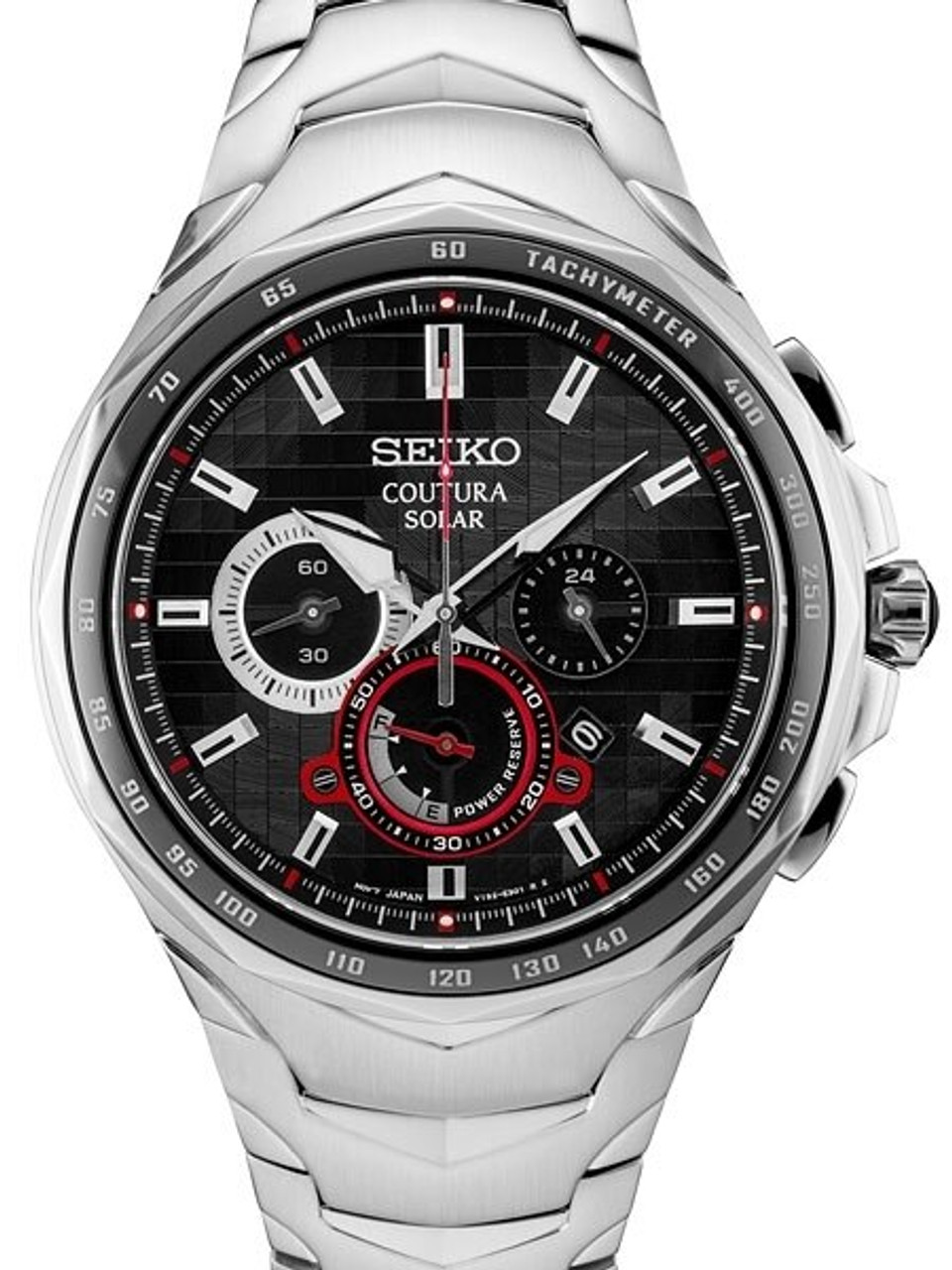 Seiko SSC743 Solar Coutura Chronograph Watch with 24-hour sub-dial and  sapphire crystal