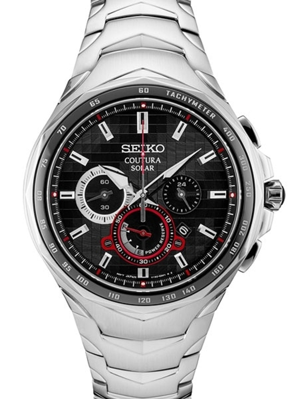 Seiko SSC743 Solar Coutura Chronograph Watch with 24-hour sub-dial and  sapphire crystal