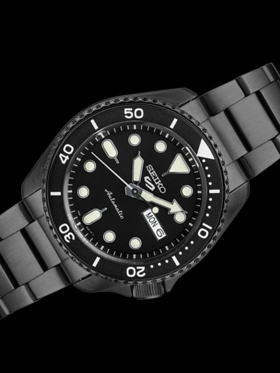 Seiko 5 Sports 24-Jewel Automatic Watch with Black Dial and Black PVD  Bracelet #SRPD65