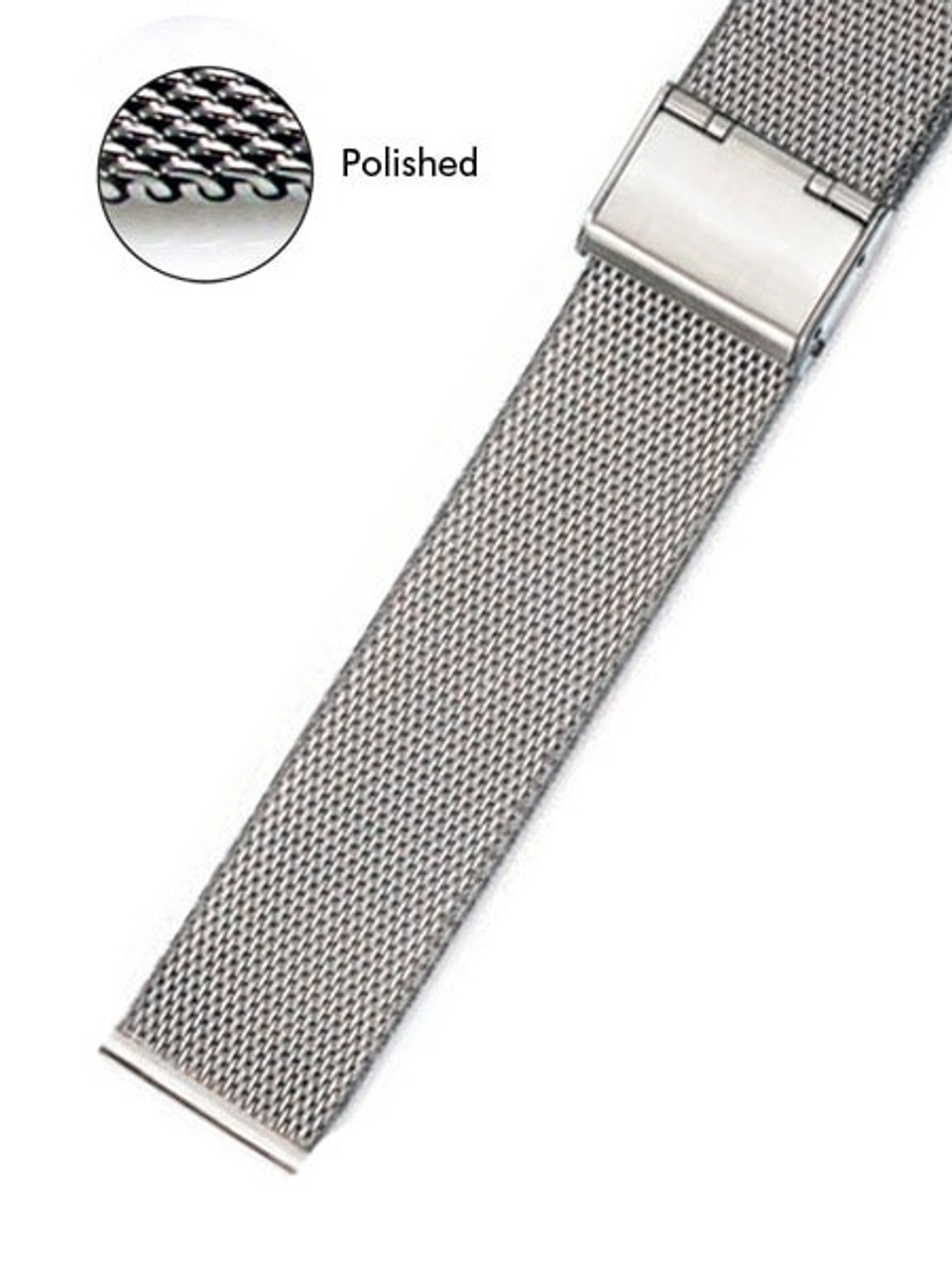 Xeric 20mm Silver PVD Mesh Bracelet with Deployant Clasp