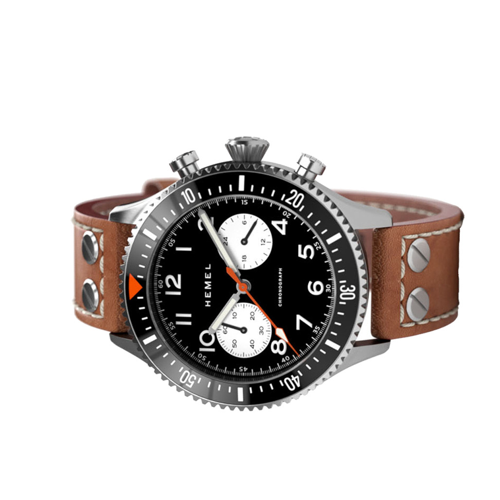 HEMEL Panda Meca-Quartz Chronograph with Ceramic Bezel Watch #HF12