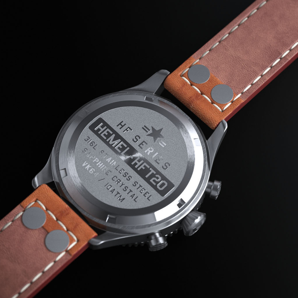 HEMEL Panda Meca-Quartz Chronograph with Ceramic Bezel Watch #HF12