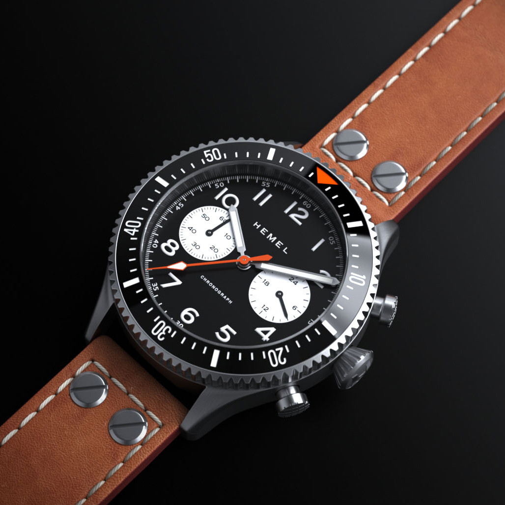 HEMEL Panda Meca-Quartz Chronograph with Ceramic Bezel Watch #HF12