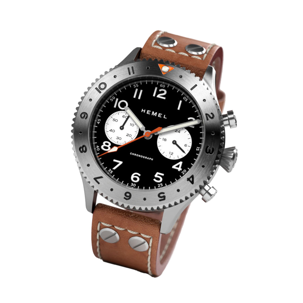HEMEL Panda Date Quartz Chronograph with GMT Bezel Watch #HF13