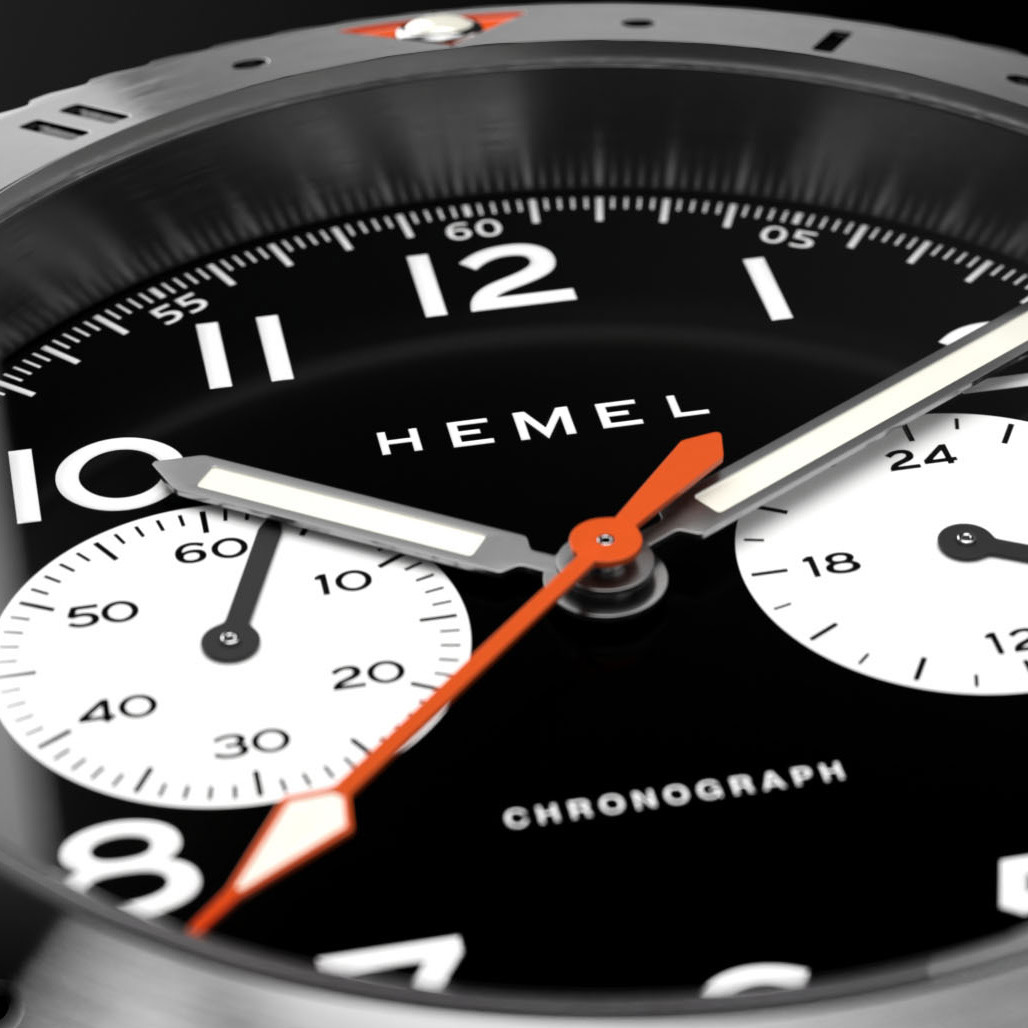 HEMEL Panda Date Quartz Chronograph with GMT Bezel Watch #HF13