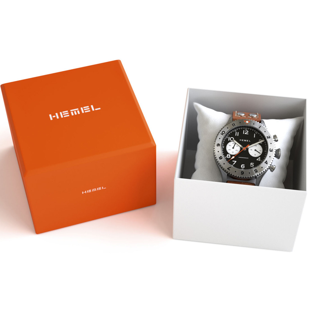 HEMEL Panda Date Quartz Chronograph with GMT Bezel Watch #HF13