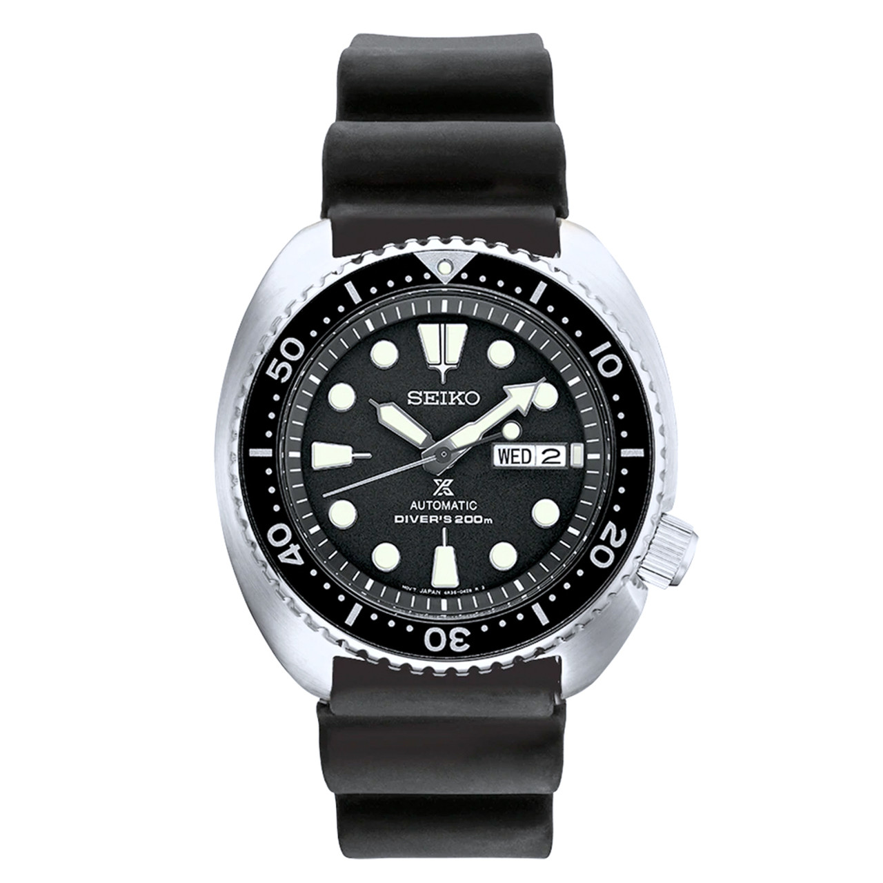 Seiko Turtle Prospex Automatic Dive Watch with Black Dial and Black  Silicone Dive Strap #SRPE93