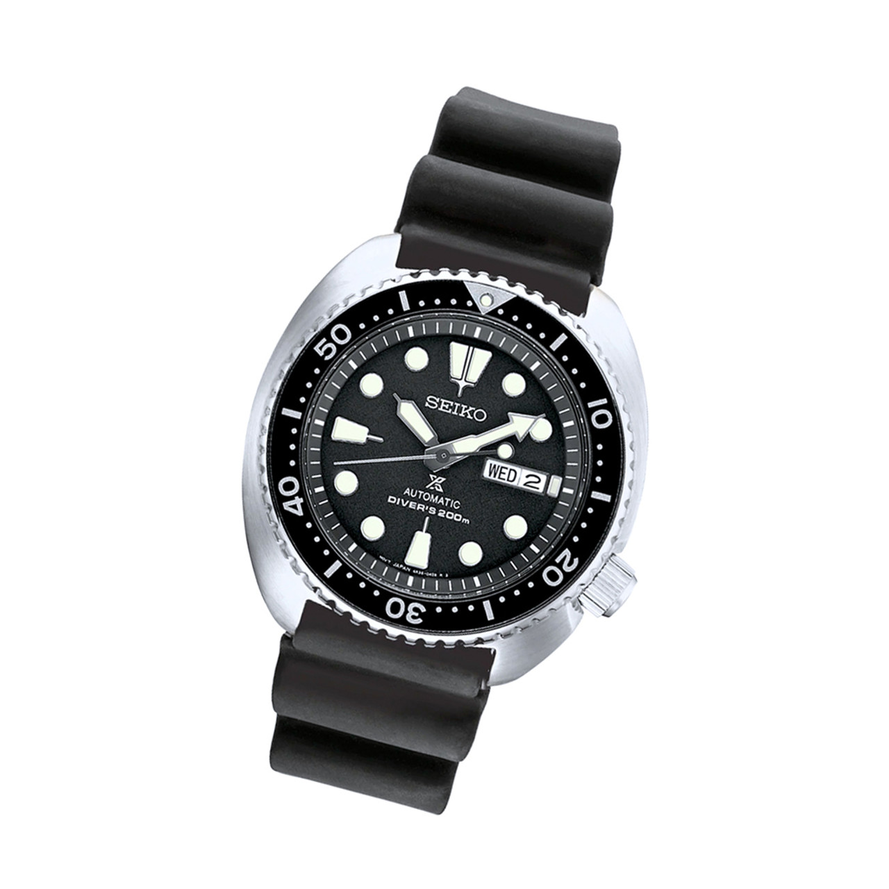 Seiko Turtle Prospex Automatic Dive Watch with Black Dial and Black  Silicone Dive Strap #SRPE93