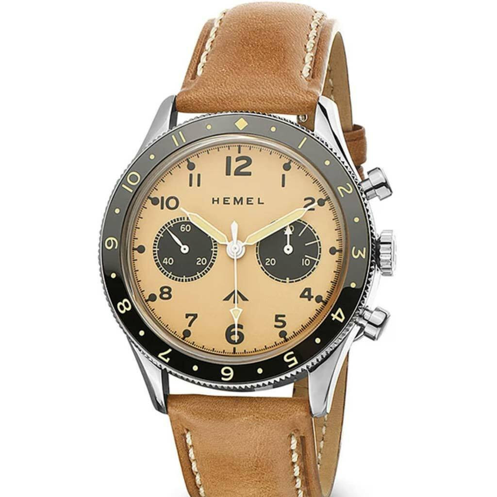 HEMEL Mechanical Chronograph Watch with Dual-Time Bezel and DD
