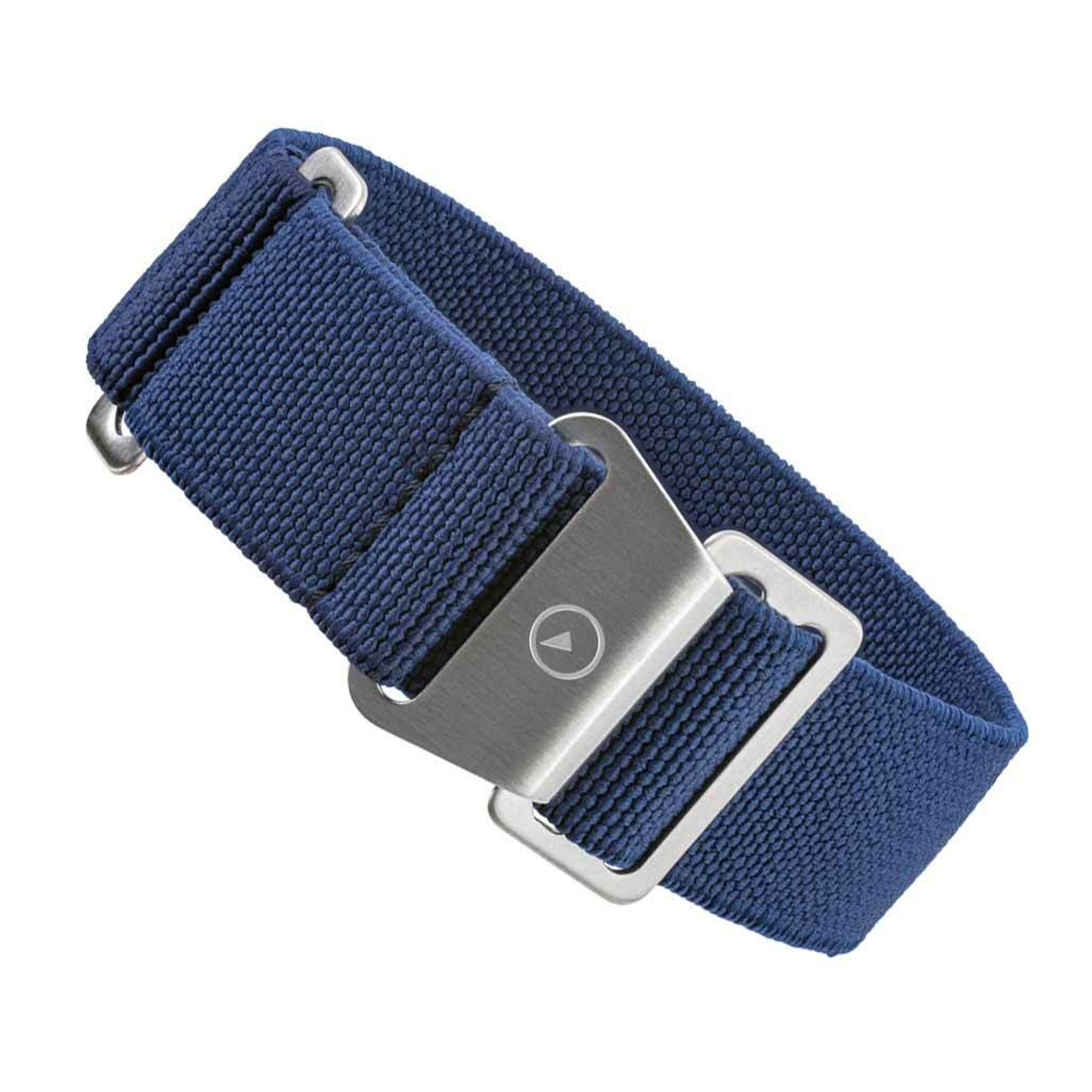Black Elastic Woven Nylon Strap with Grey Stripes, Brushed Finish Steel  Clasp #EWB-12-SS