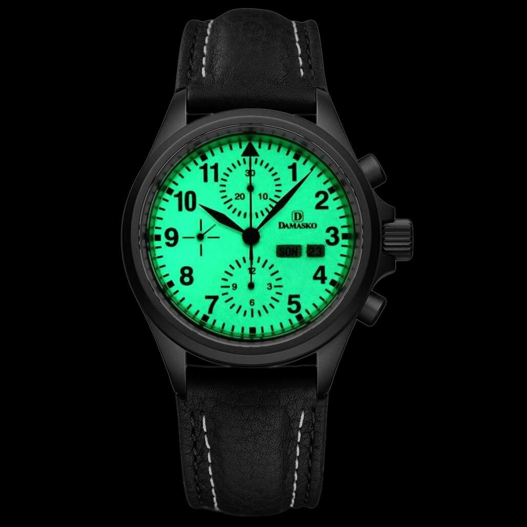 テルコ Damasko Chronograph Watch DC57BK Swiss Valjoux 7750 with 12-hour