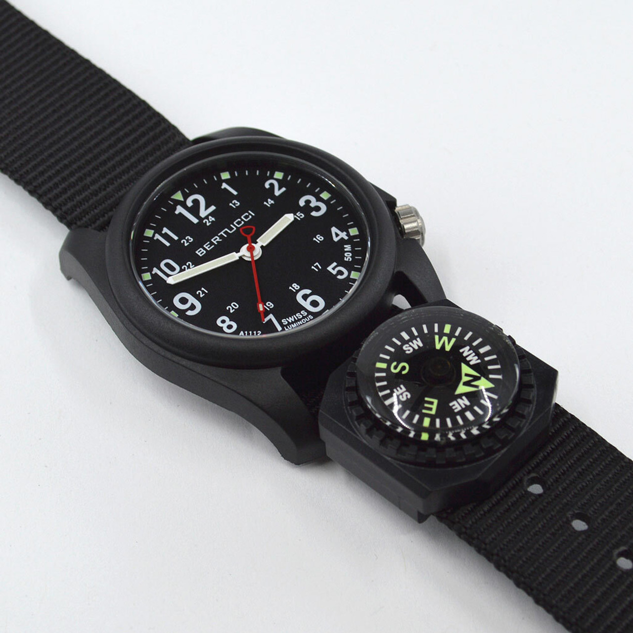 Bertucci DX3 Compass™ Field Watch with Nylon Strap, Black Dial