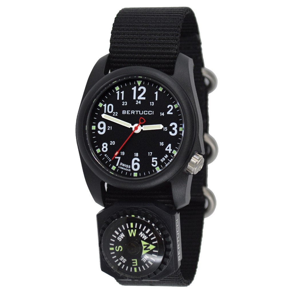 Bertucci DX3 Compass™ Field Watch with Nylon Strap, Black Dial
