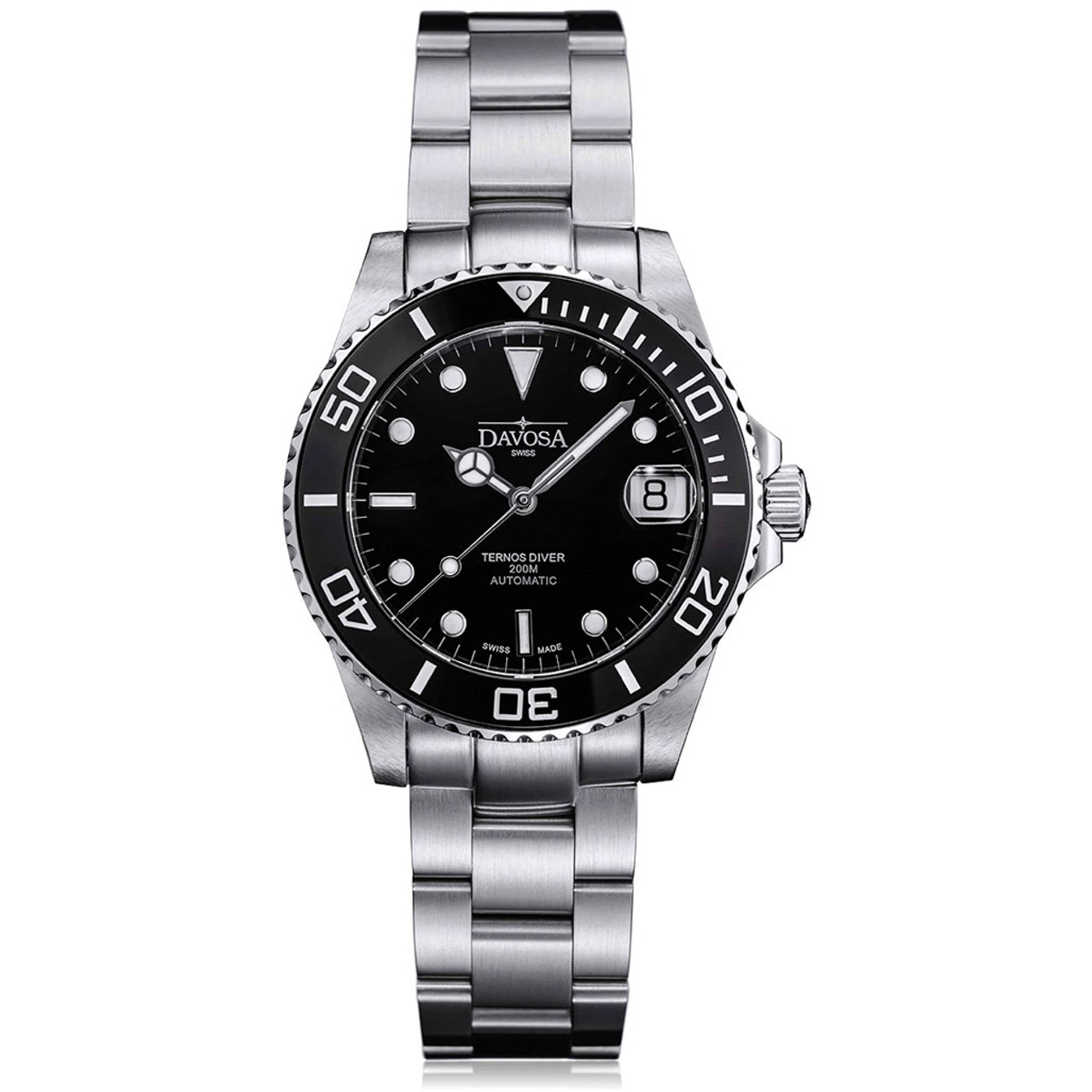 Davosa 36.5mm Medium Ternos Swiss Automatic Dive Watch with Black Dial  #16619550