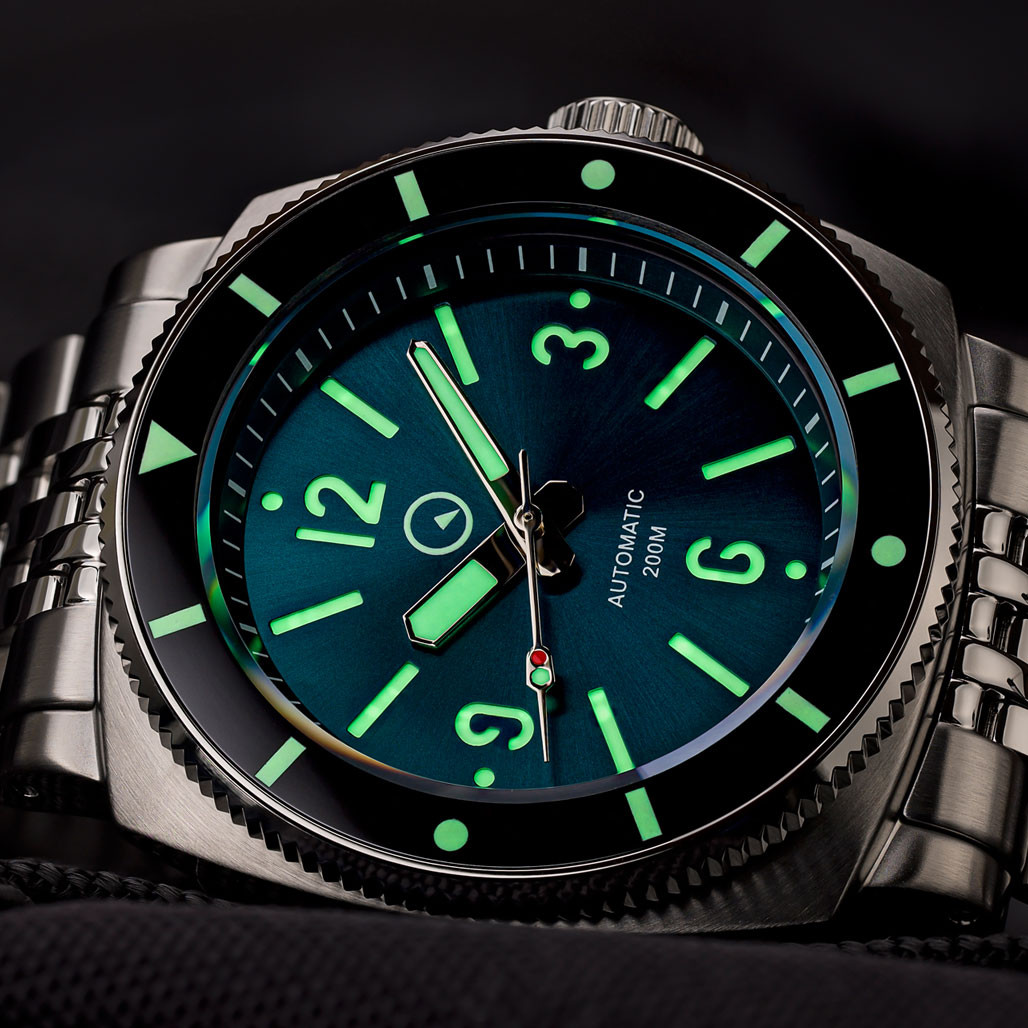 Islander Blue-Green Sandwich Dial Automatic Dive Watch with AR