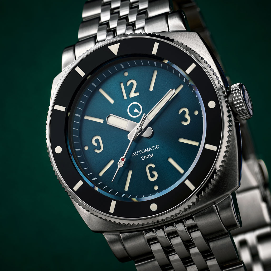 Islander Blue-Green Sandwich Dial Automatic Dive Watch with AR