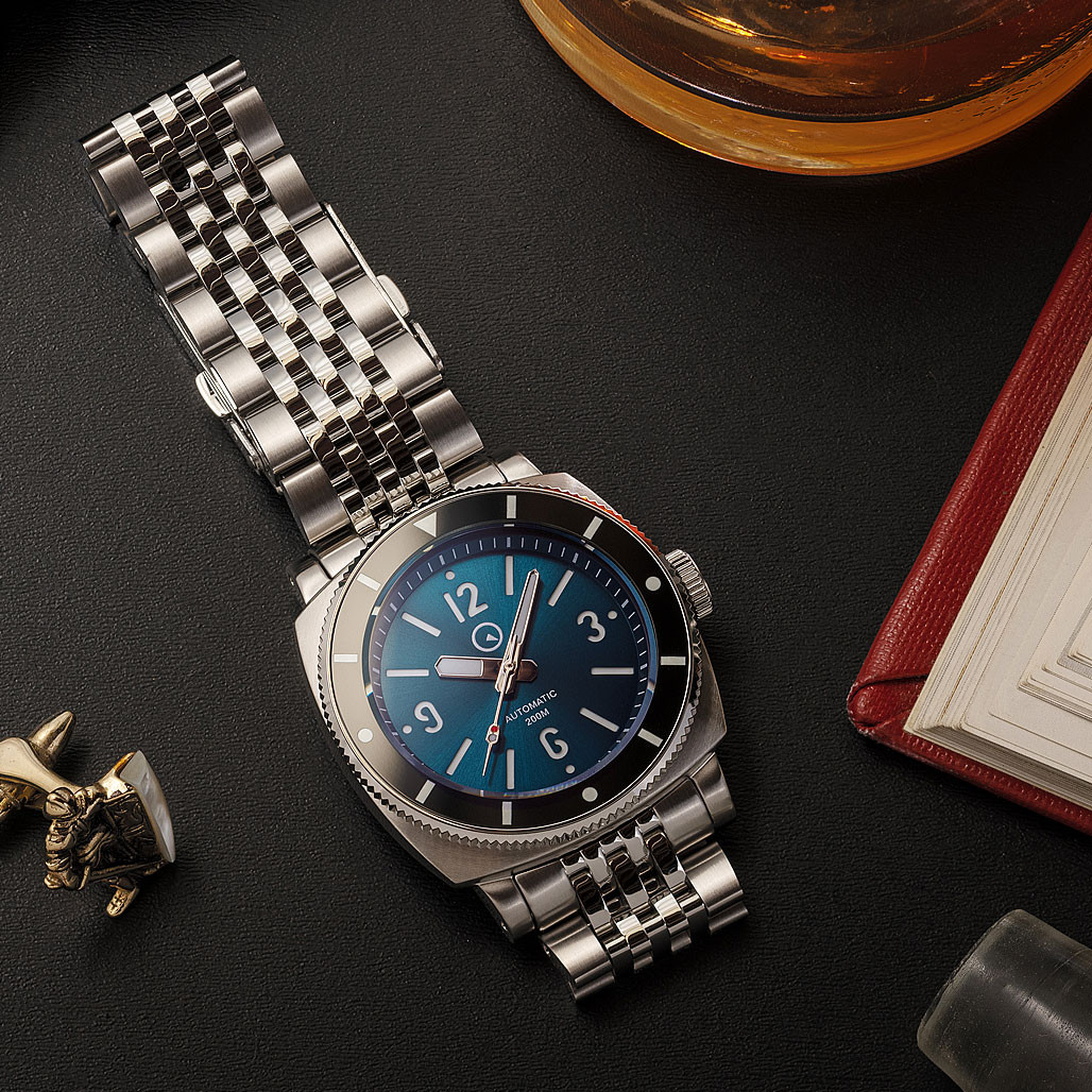 Islander Blue-Green Sandwich Dial Automatic Dive Watch with AR