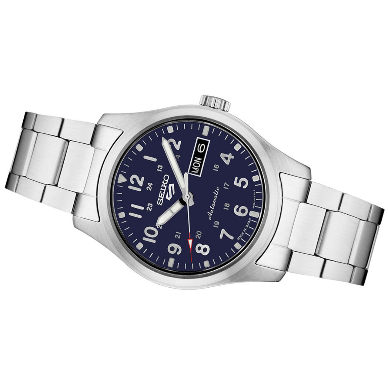 Seiko 5 Sports 24-Jewel Automatic Watch with Dark Blue Dial and SS Bracelet  #SRPG27