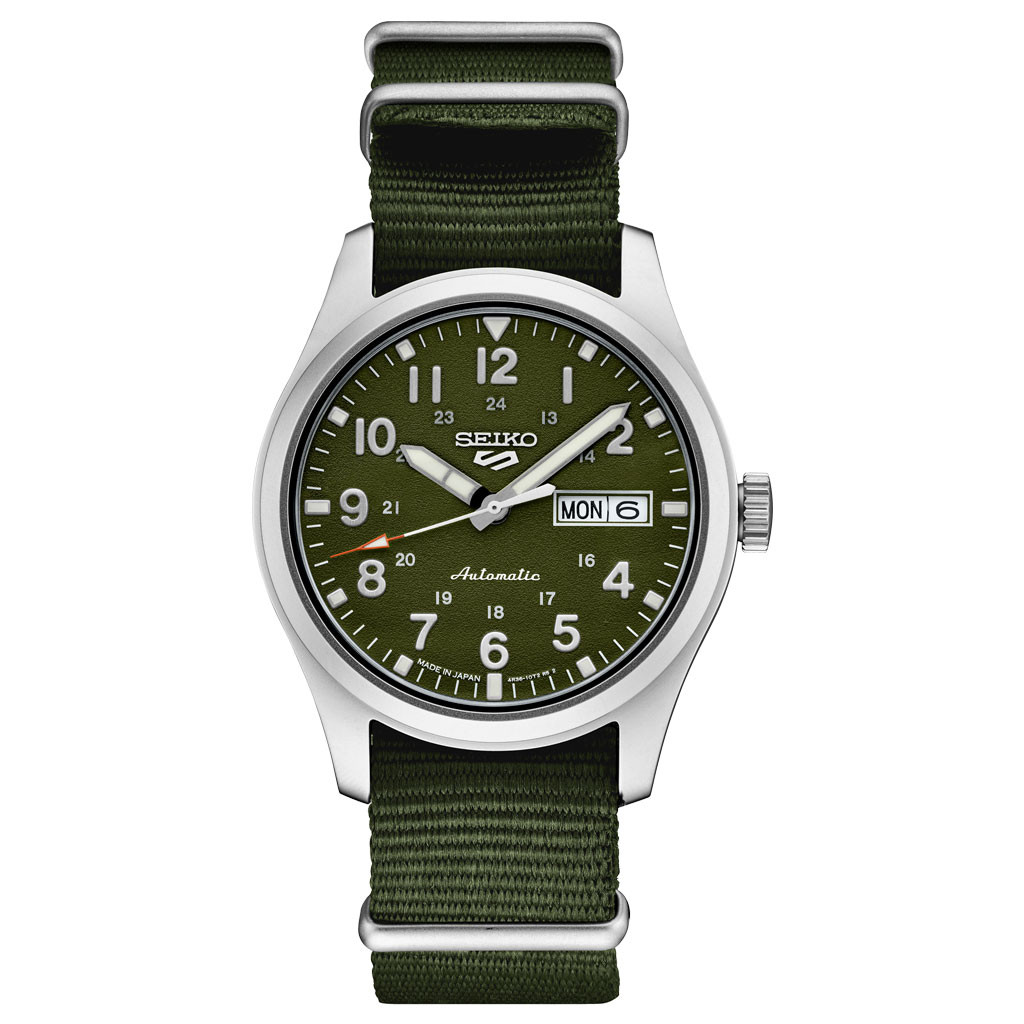 Seiko Sports 24-Jewel Automatic Watch with Green Textured Dial
