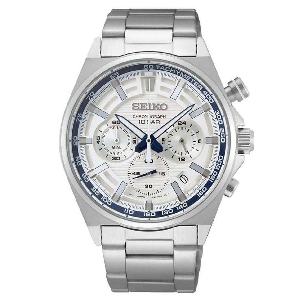 Seiko Quartz Chronograph with 60-minute timer, stop-watch style pusher and  a 24-hour sub-
