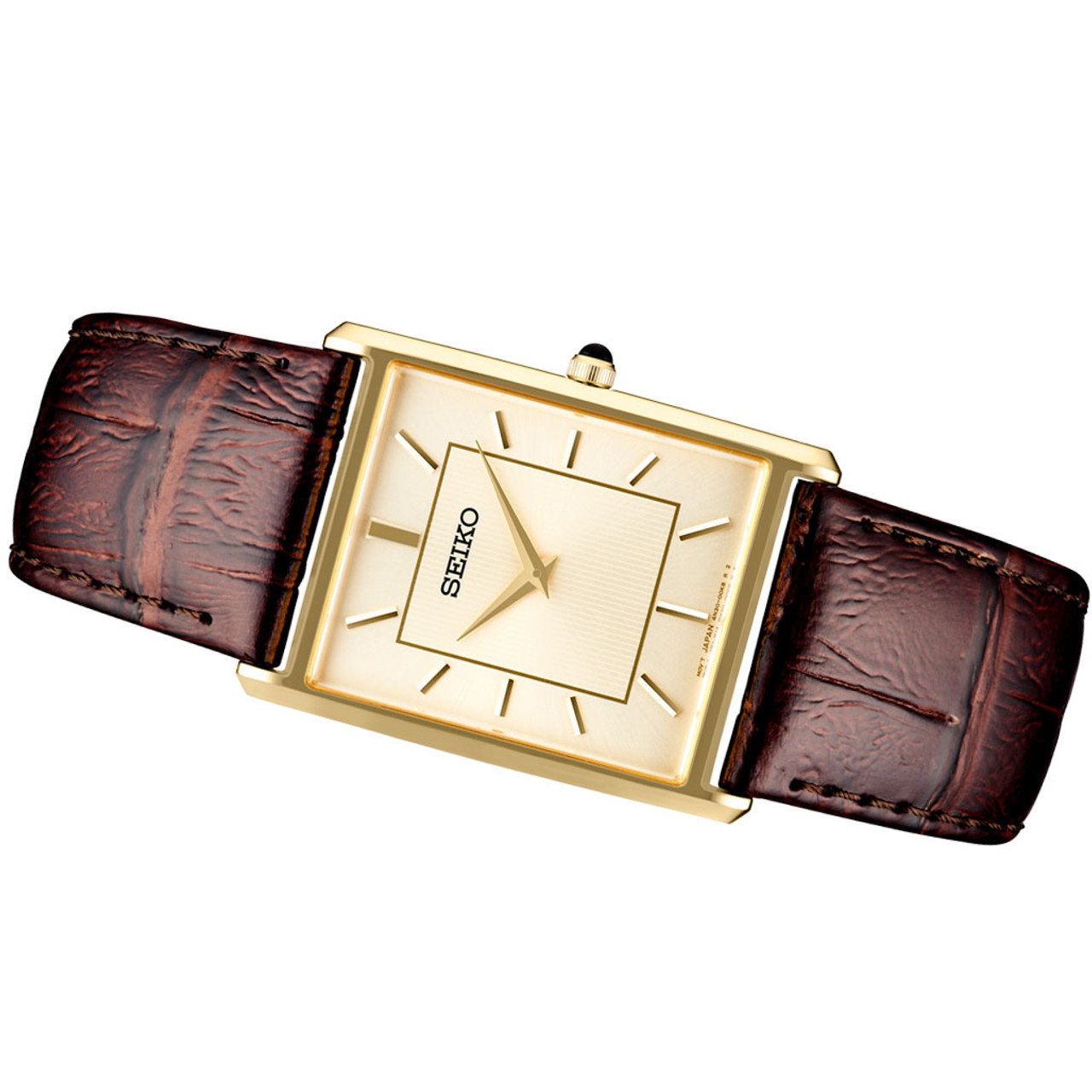 Seiko Classic Thin Quartz Dress Watch with Goldtone Stainless Steel Case  #SWR064