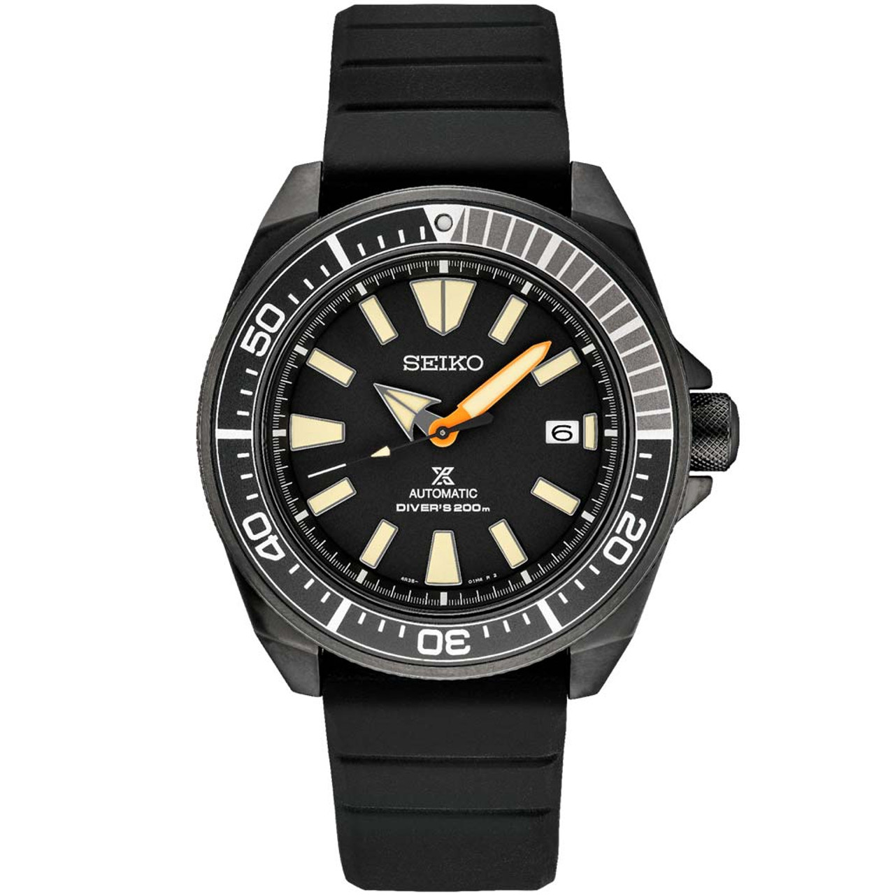 Seiko Samurai Prospex Automatic Dive Watch with Black Ion Plated Case and  Rubber Dive Strap #SRPH11