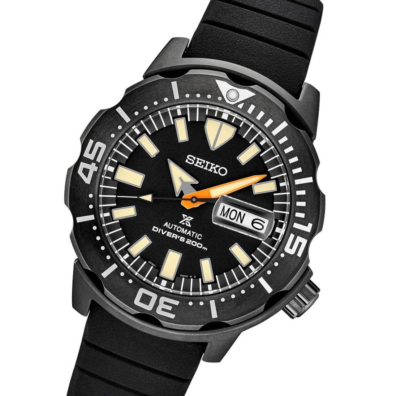 Seiko Limited Edition Black Ion Monster Automatic with Rubber Dive Strap  #SRPH13
