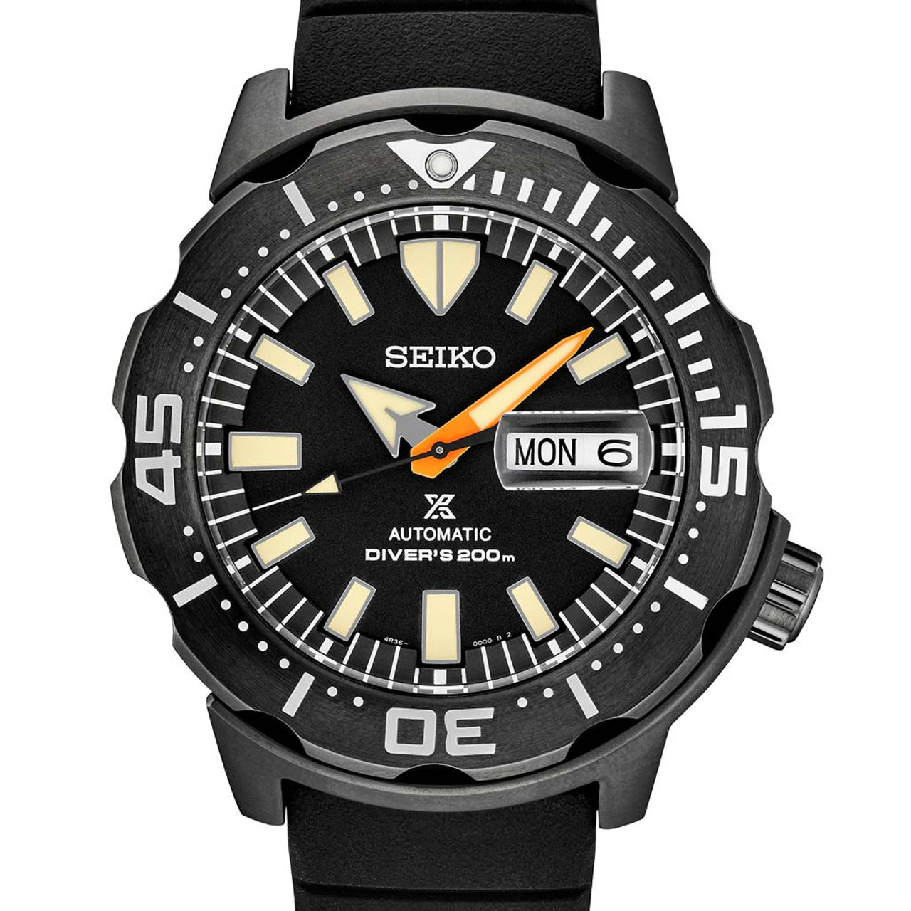 Seiko Limited Edition Black Ion Monster Automatic with Rubber Dive Strap  #SRPH13