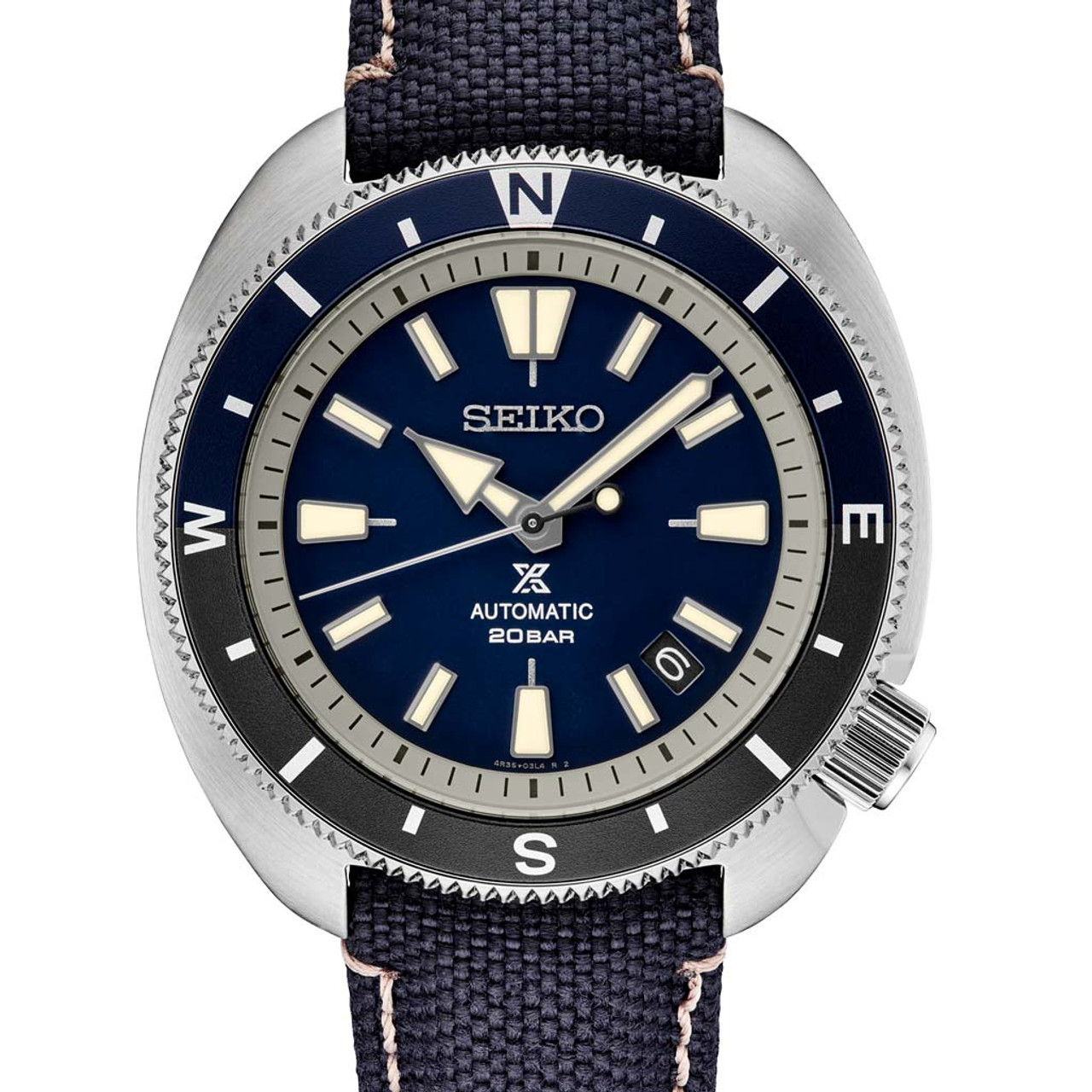 Seiko Prospex Automatic Dive Watch with Blue Dial and Blue Canvas Strap  #SRPG15
