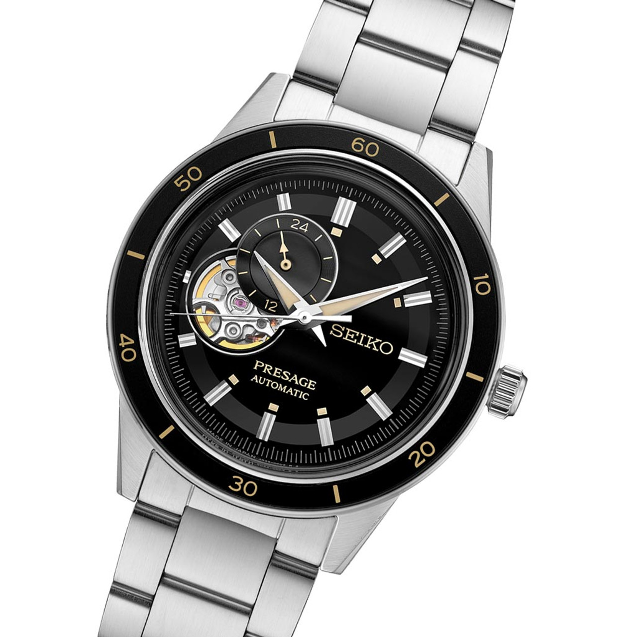 Seiko Presage Automatic Open-Heart Watch with 24-Hr Sub-Dial and 40mm ...