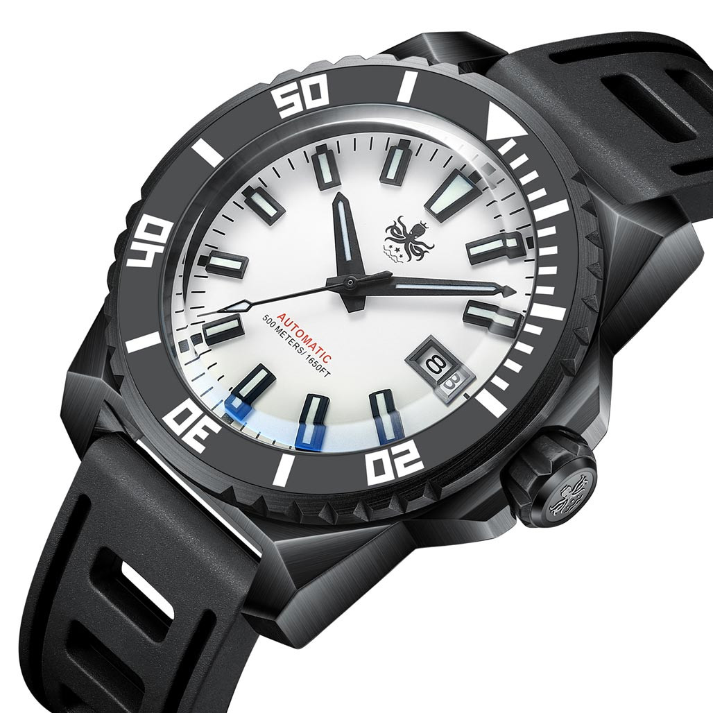 PHOIBOS Leviathan 500-Meter Automatic Dive Watch with Black DLC