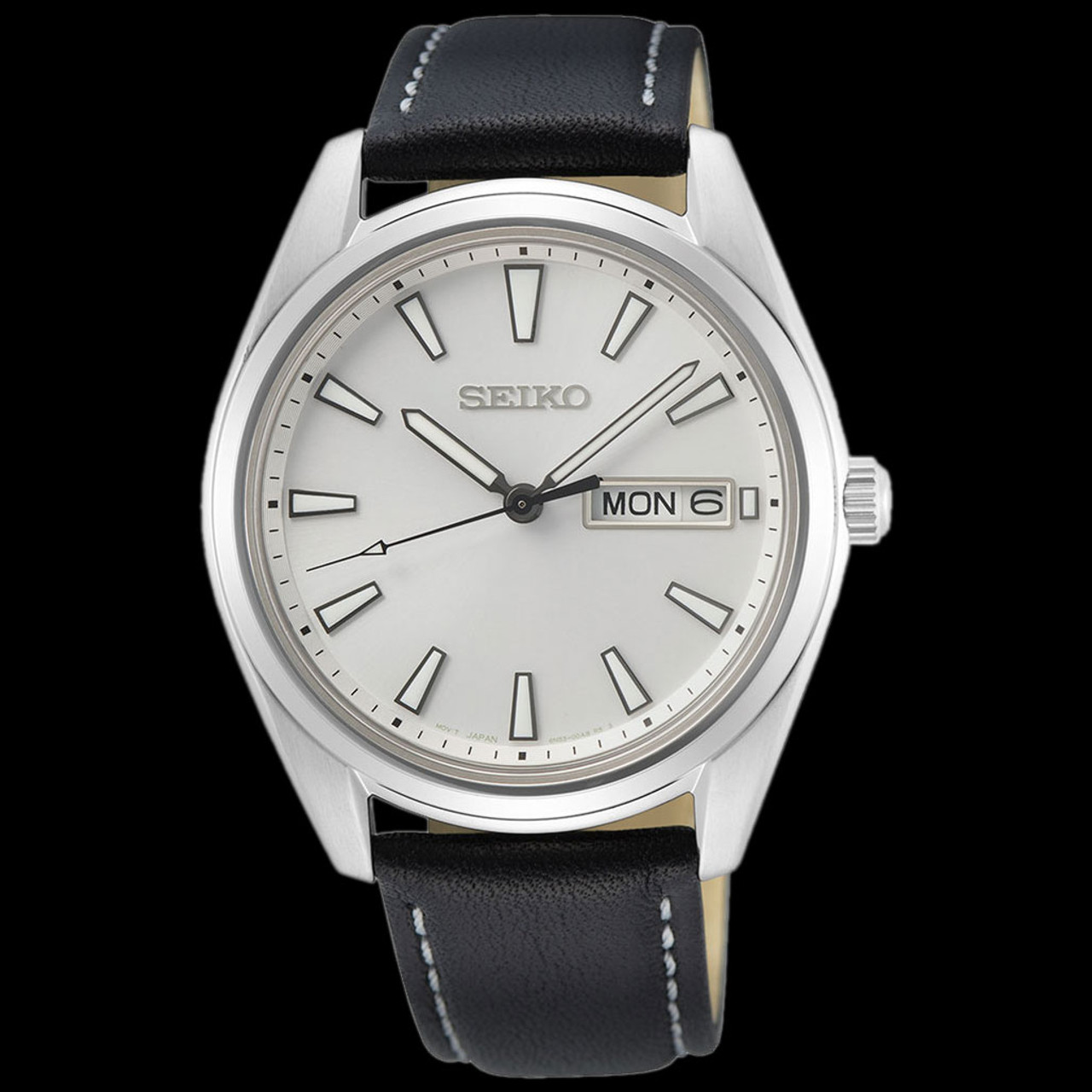 Seiko 40mm Day-Date Quartz Watch with Silver Color Dial SUR447