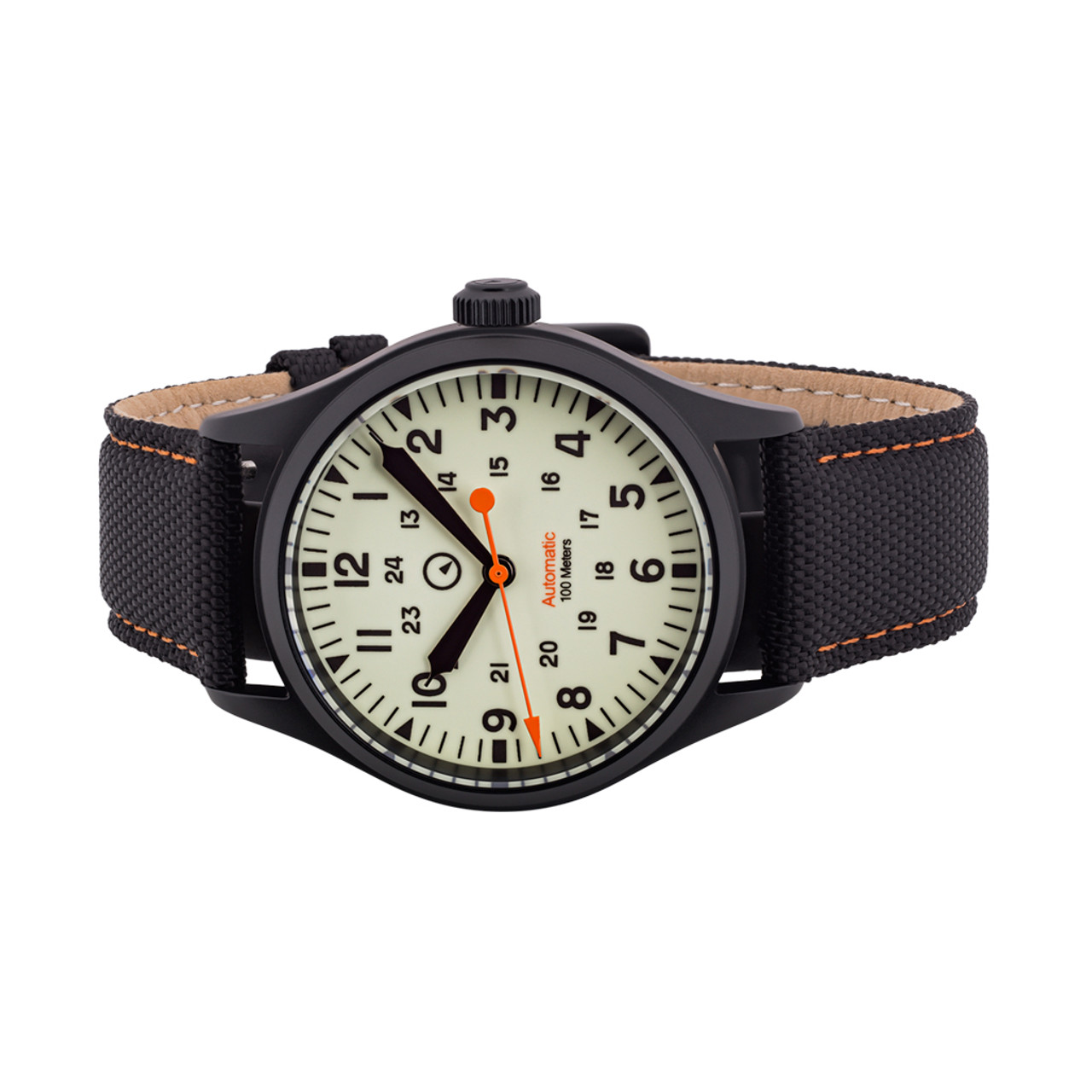 Islander Mitchel Black DLC Automatic Field Watch with Luminous