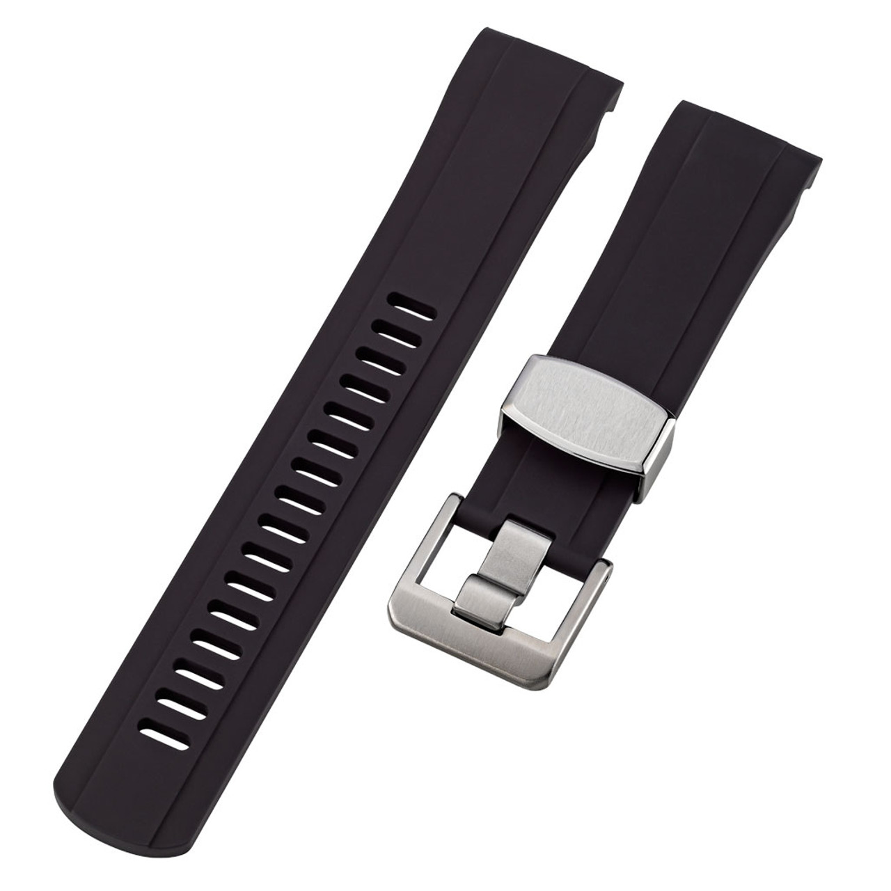 Black Metal Curved Watch Band with Multiple Ends 18 - 22 mm