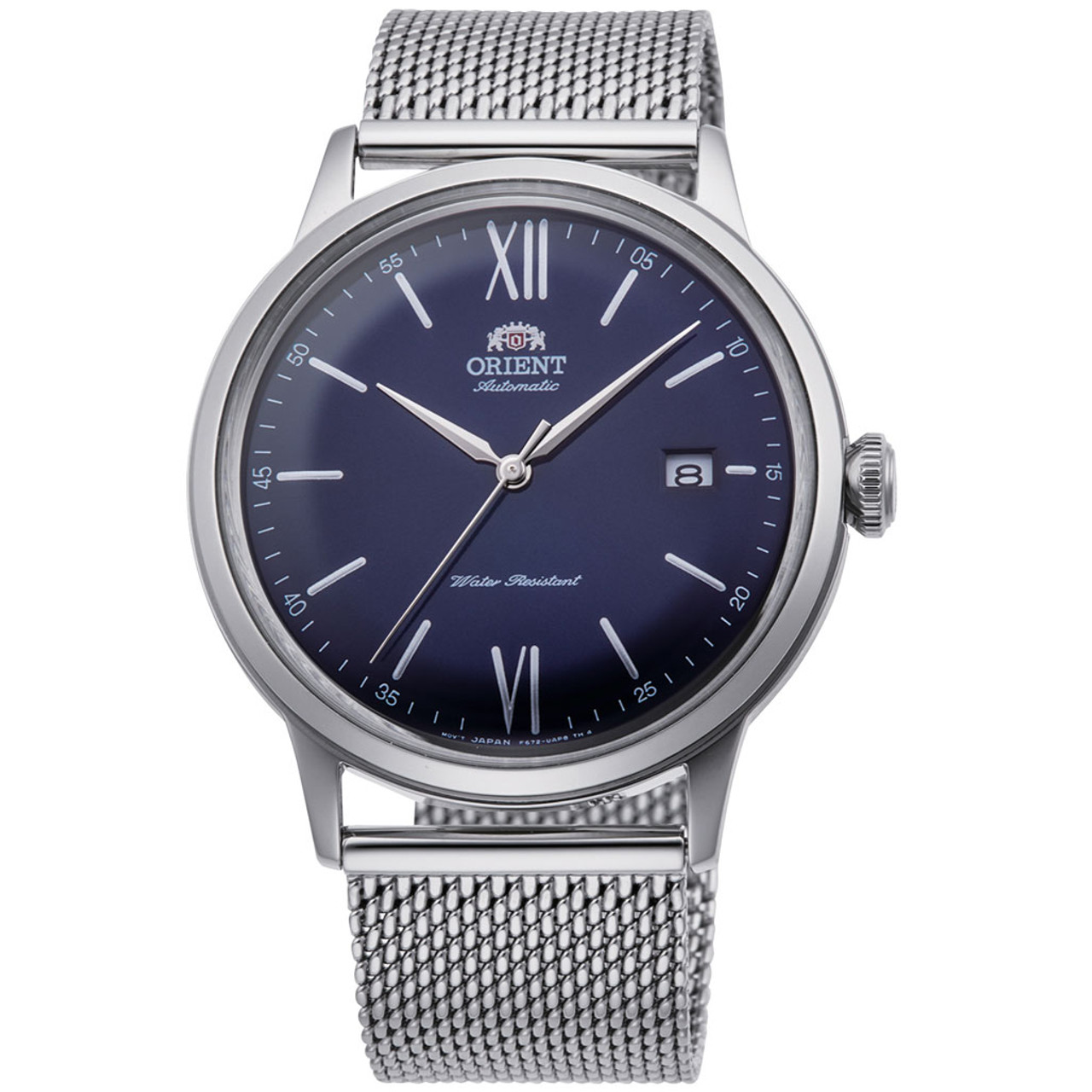 Orient Automatic Dress Watch with Blue Dial and Mesh Bracelet RA