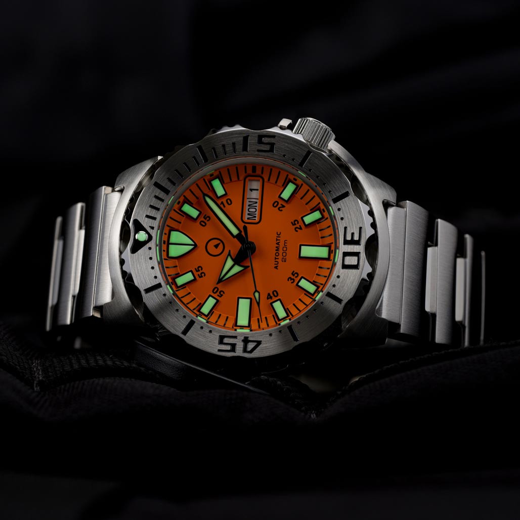 Islander Orange Dial Automatic Dive Watch with AR Double Dome