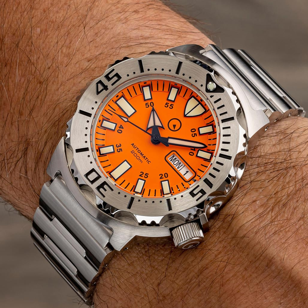 Islander Orange Dial Automatic Dive Watch with AR Double Dome