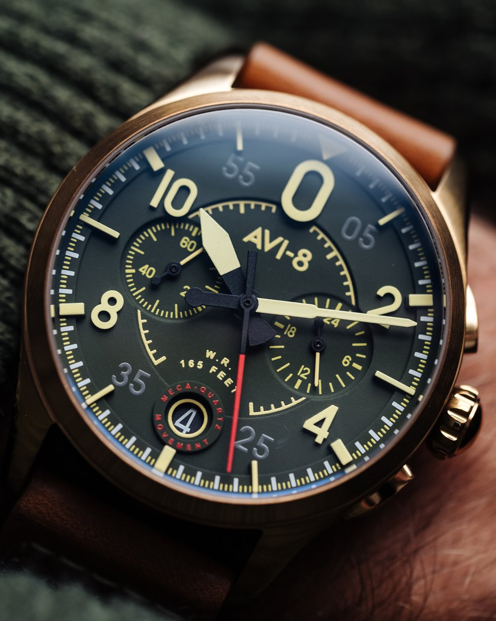 AVI-8 Spitfire Lock Chronograph, Bronze Green, Japanese Meca
