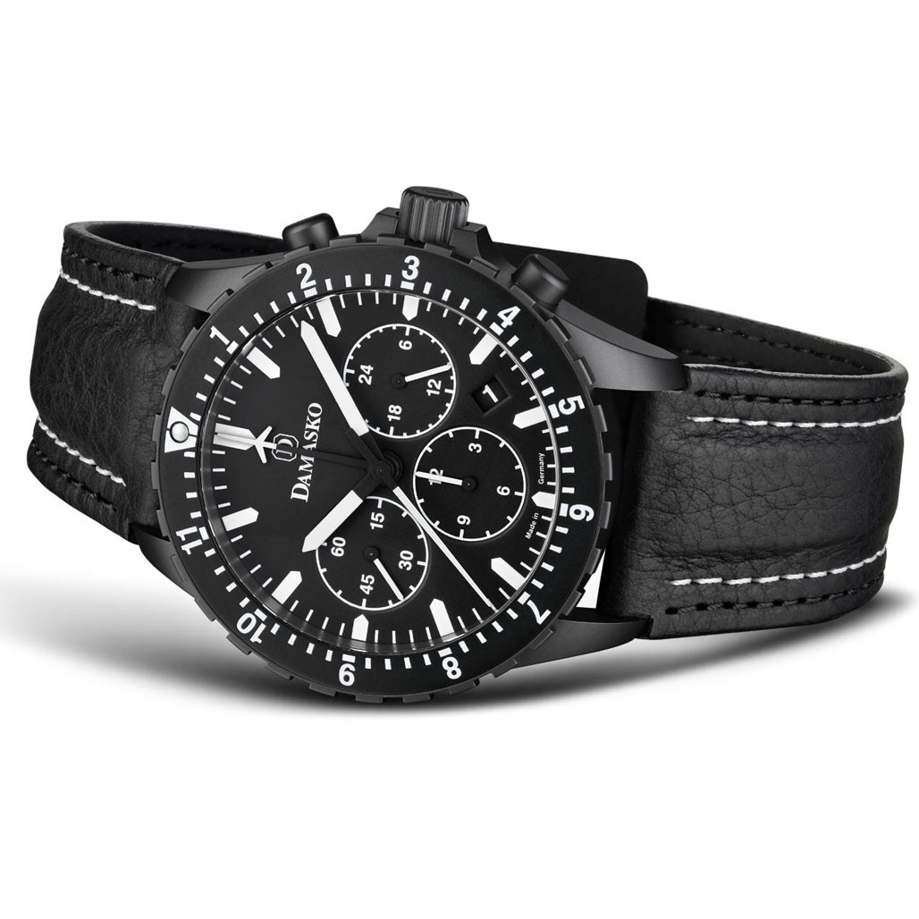 Damasko Black 42mm Chronograph with a Stopwatch plus 12-hour