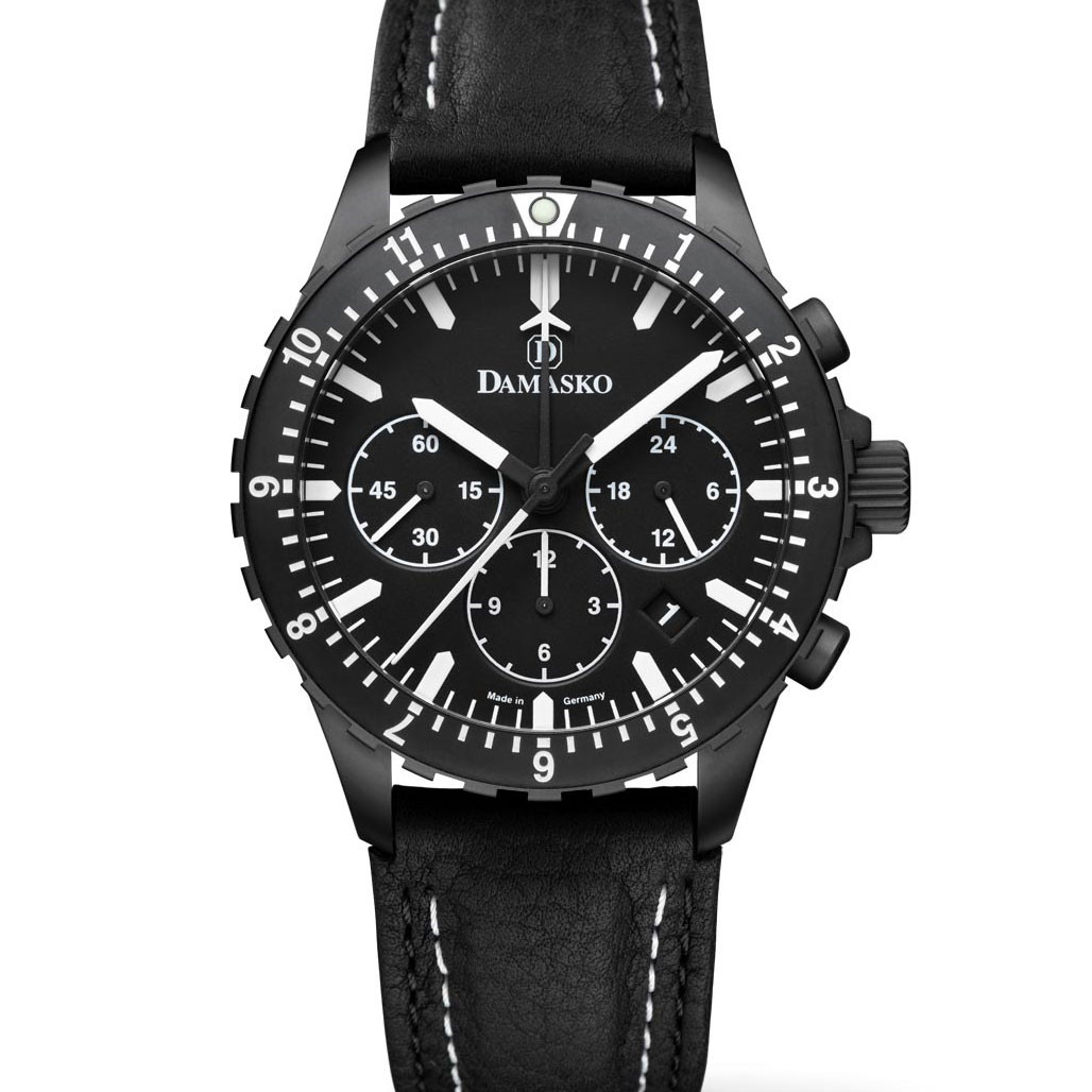 Damasko Black 42mm Chronograph with a Stopwatch plus 12-hour