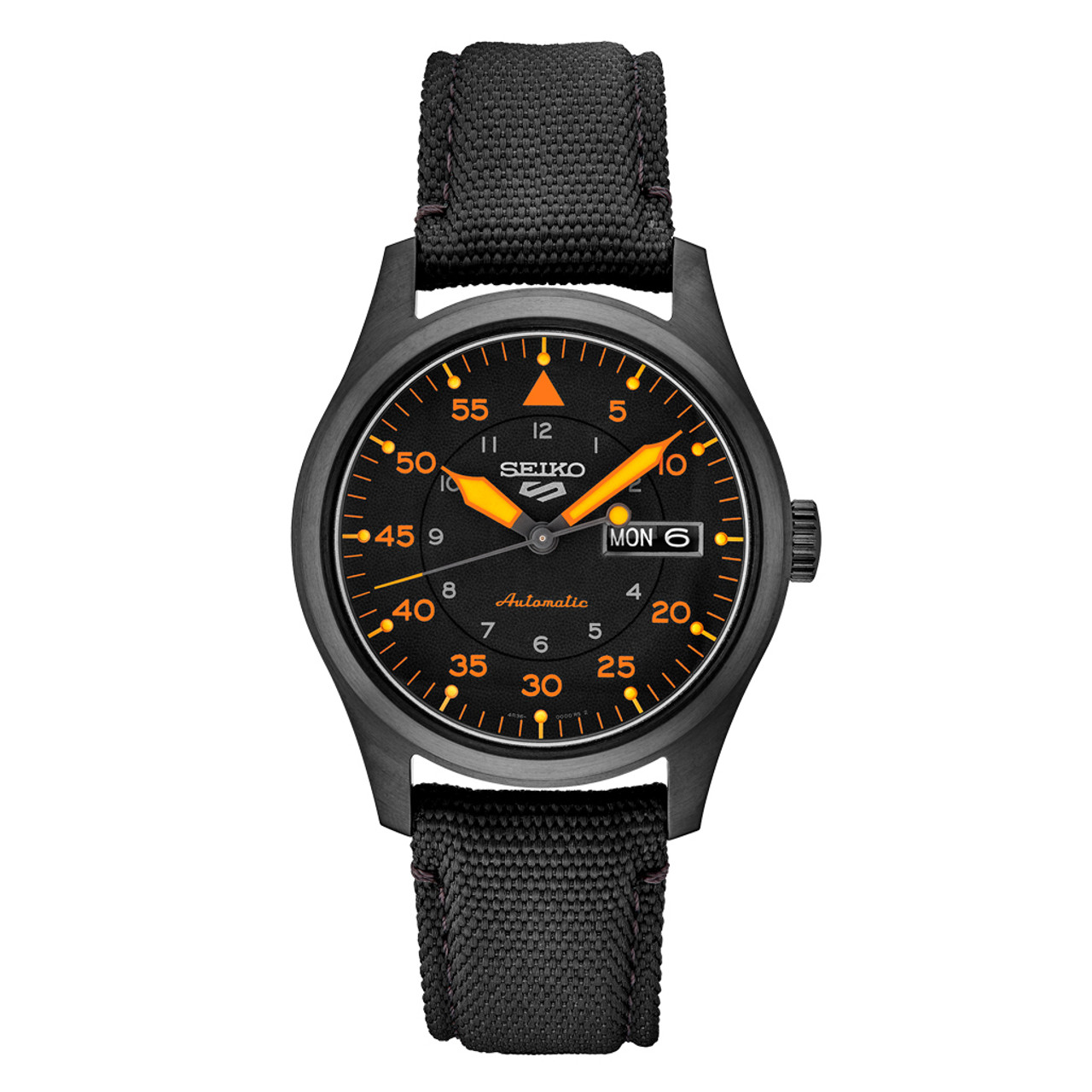 Seiko 5 Sports Automatic Field Watch with Black Ion Finish Black Dial  #SRPH33