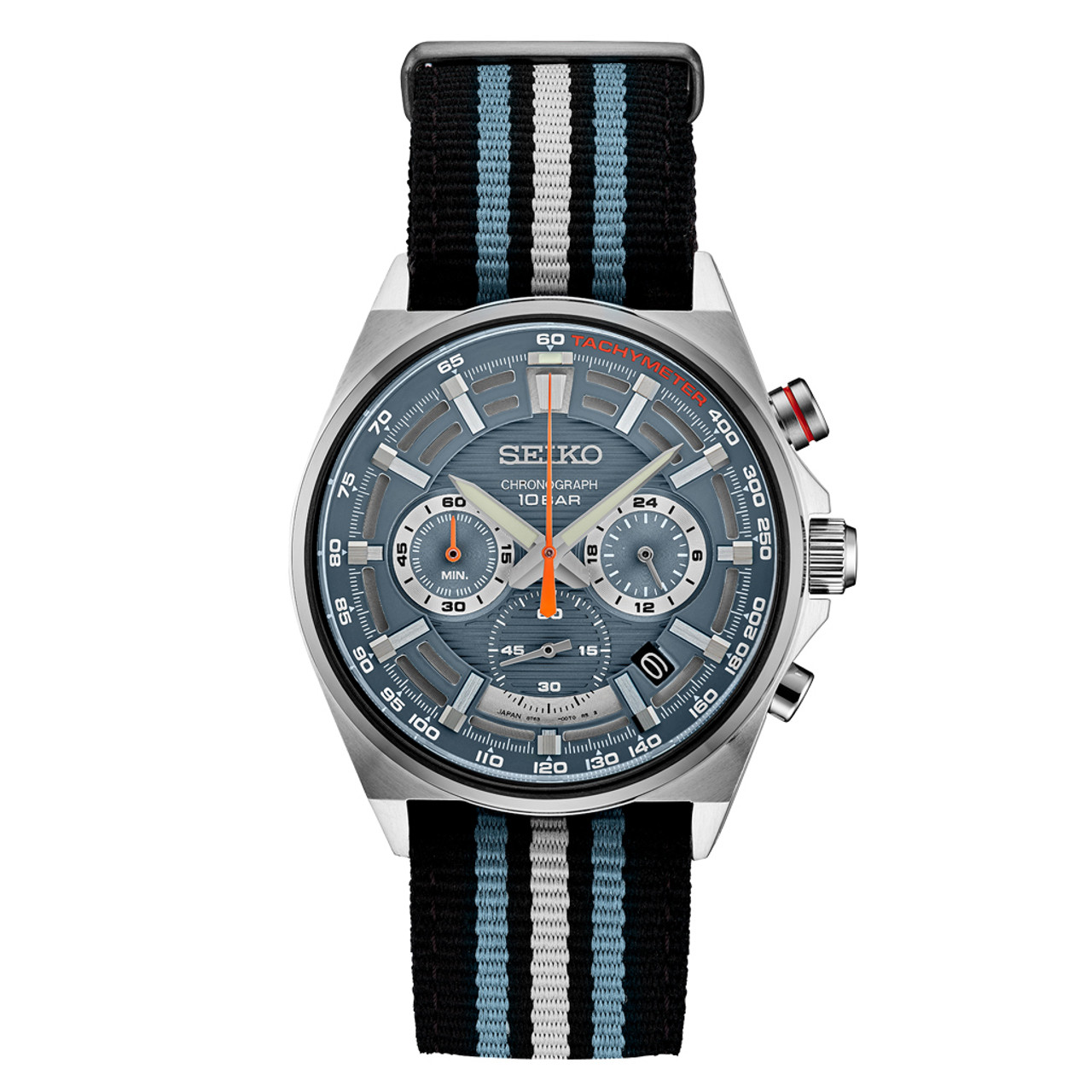 Seiko Quartz Chronograph with Multi-Layer Blue Dial and Nylon 