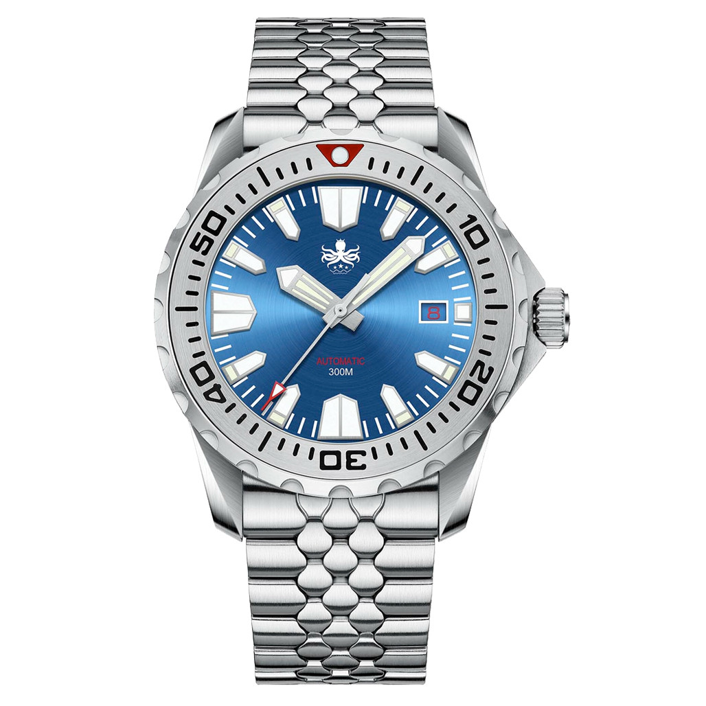 Phoibos Kraken 300 Meter Automatic Dive Watch with Sunray Blue