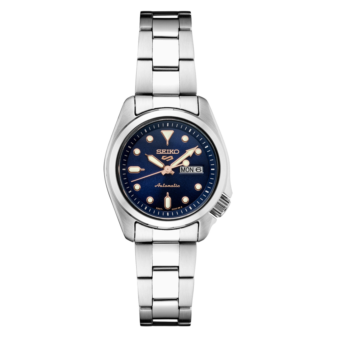 Seiko 5 Sports Automatic Watch with Sunburst Blue Dial and 28mm Case #SRE003