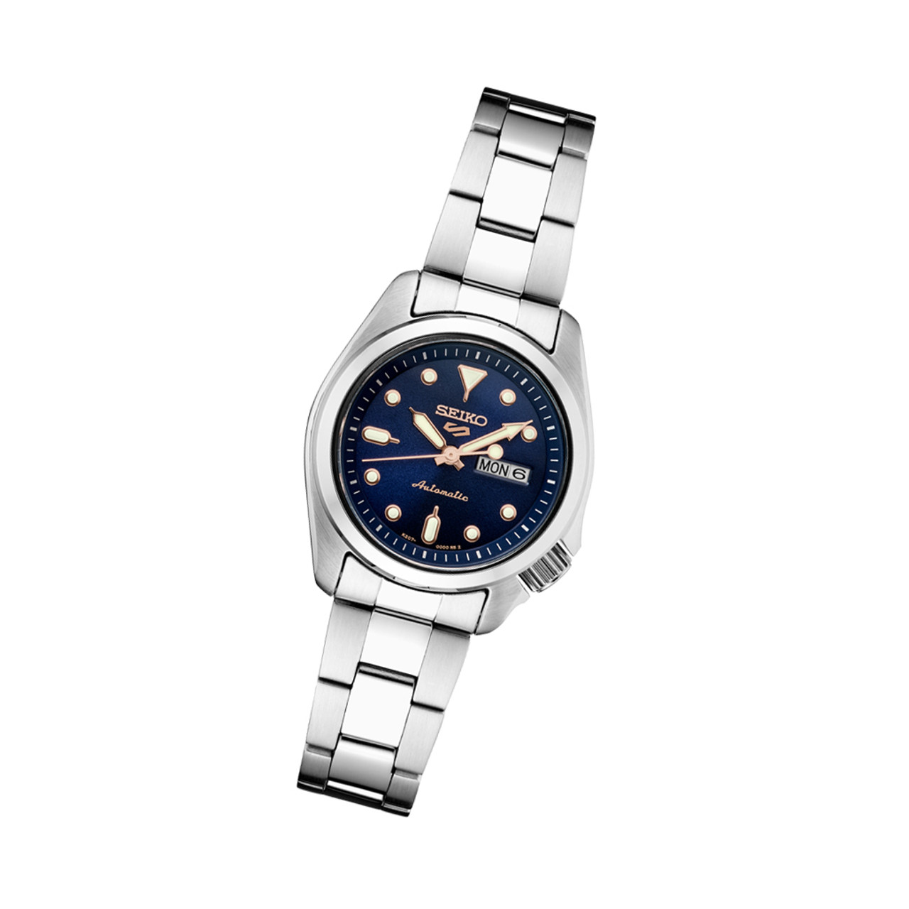 Seiko 5 Sports Automatic Watch with Sunburst Blue Dial and 28mm Case #SRE003