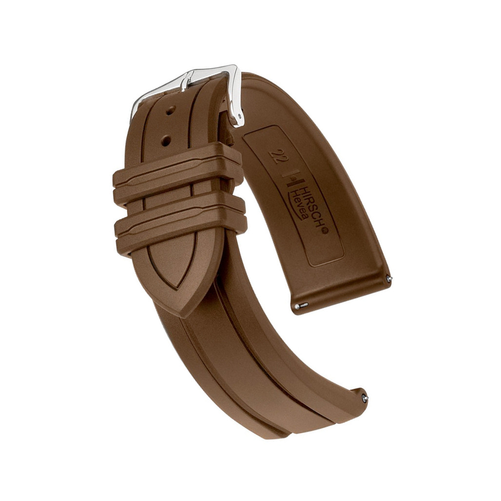 Hirsch Hevea Brown Premium Caoutchouc Natural Rubber Watch Strap