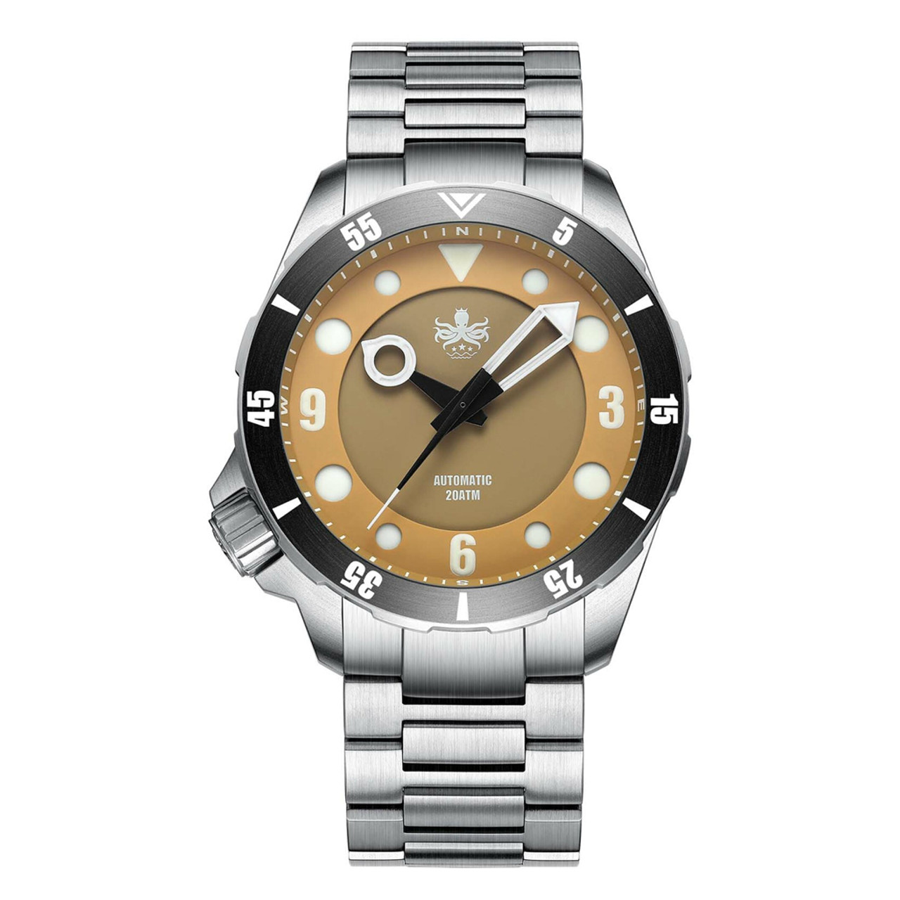 Phoibos Apollo Automatic Dive Watch with Tortilla Brown Sandwich Dial  #PY036D